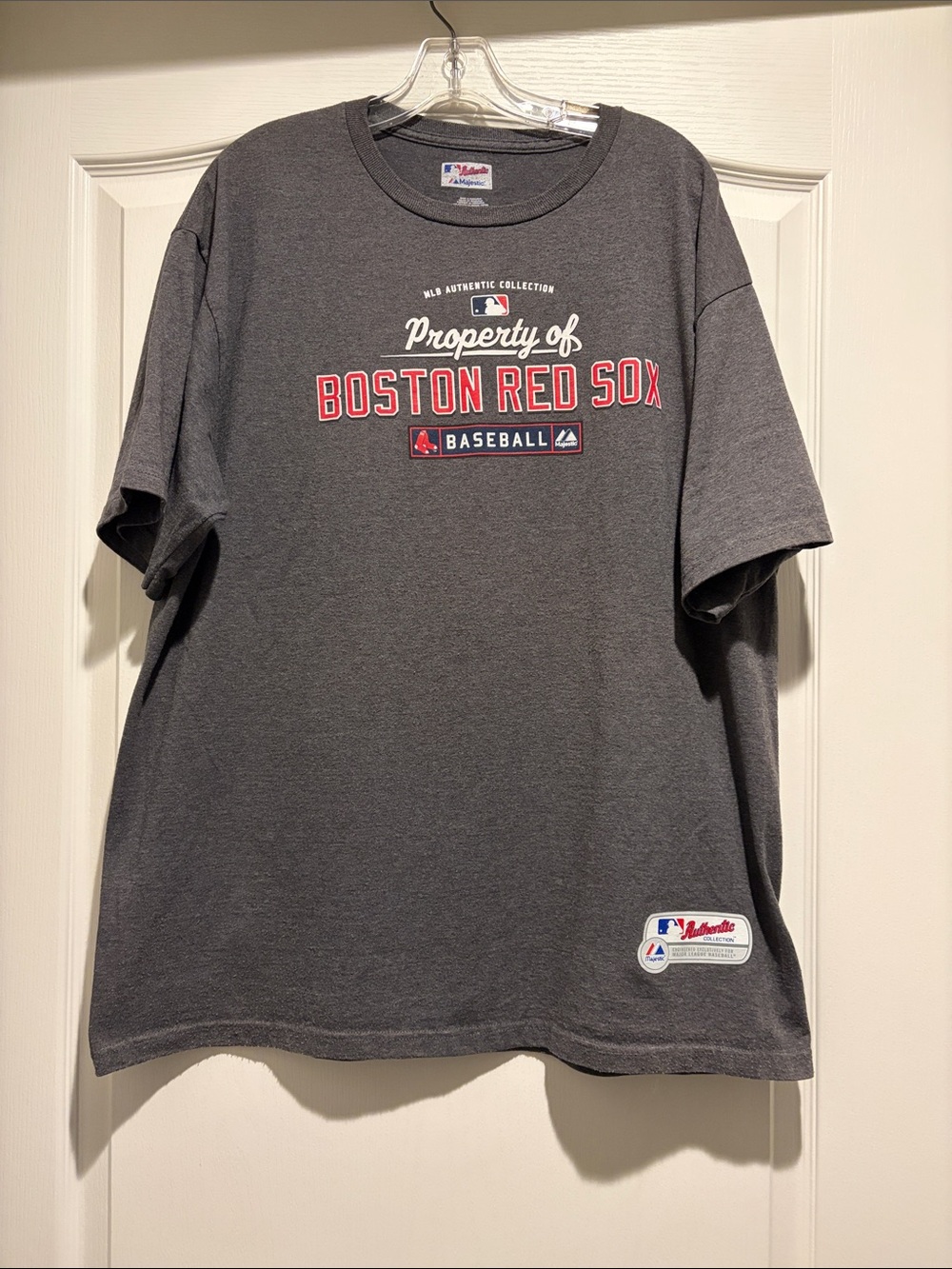 Majestic Boston Red Sox Charcoal Gray Short-Sleeve Tee with Red Logo
